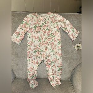 NWT Little Me 6-9 Month Pink Floral Footie with Hat